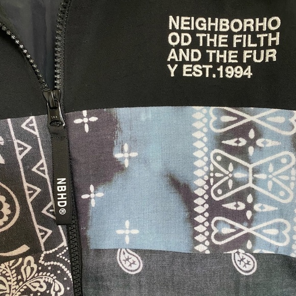 Neighborhood Jacket Bandana Oversized Japan Designer Chopped Track Black Mens - Picture 8 of 15